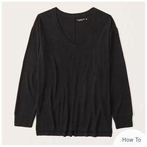 New S Abercrombie black soft boyfriend v-neck top